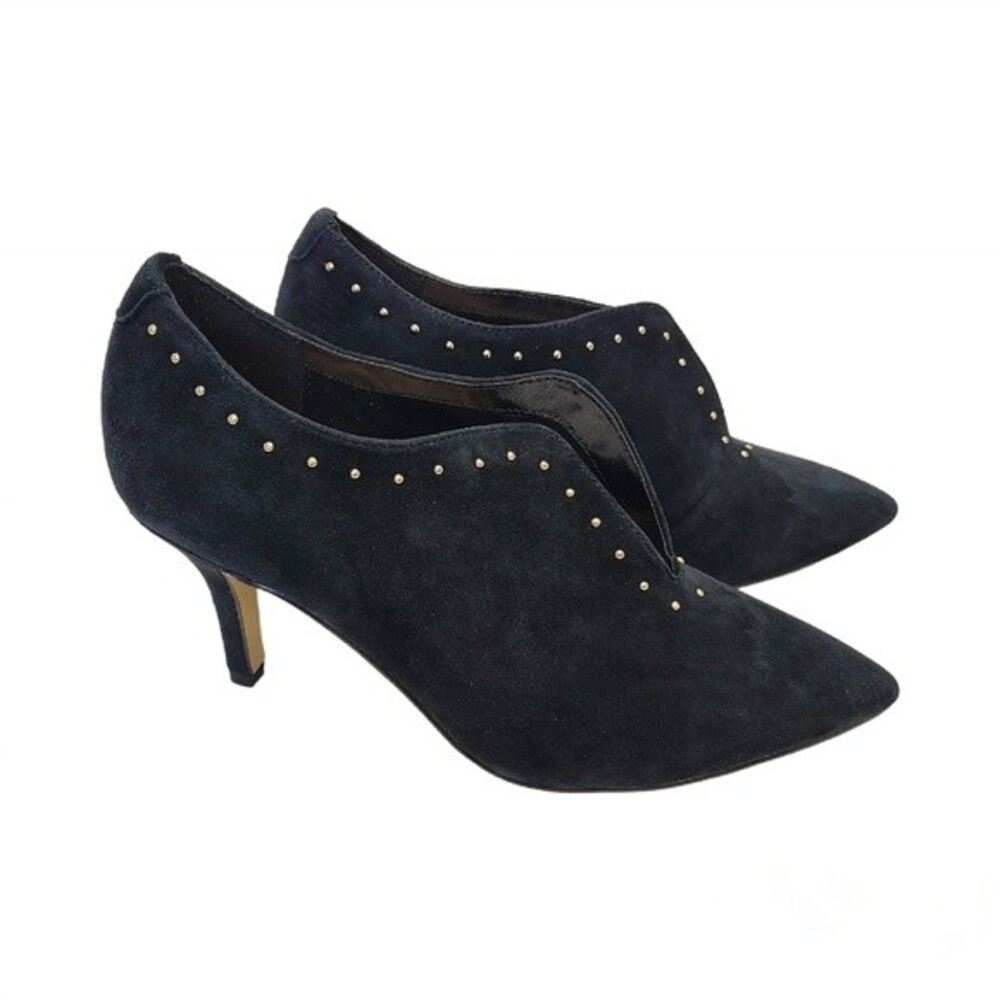 NIB Bella Vita Dara Black Kid Suede Embellished Pointed Toe Booties 8.5W